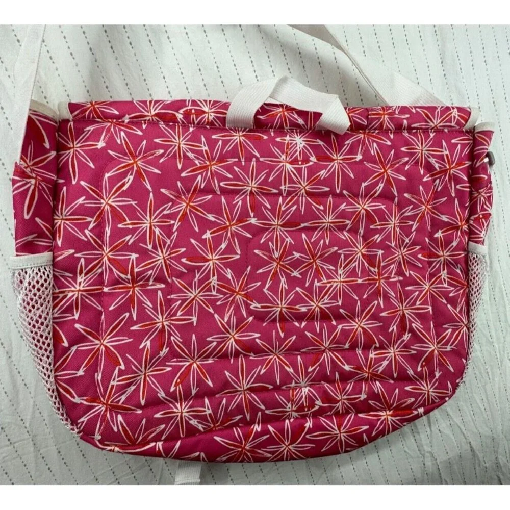 Jansport Messenger Bag Pink Canvas Floral Daisies Laptop Adjustable Strap Pocket